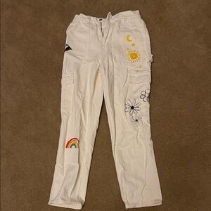 PacSun White Cargo Jeans with Colorful Accents